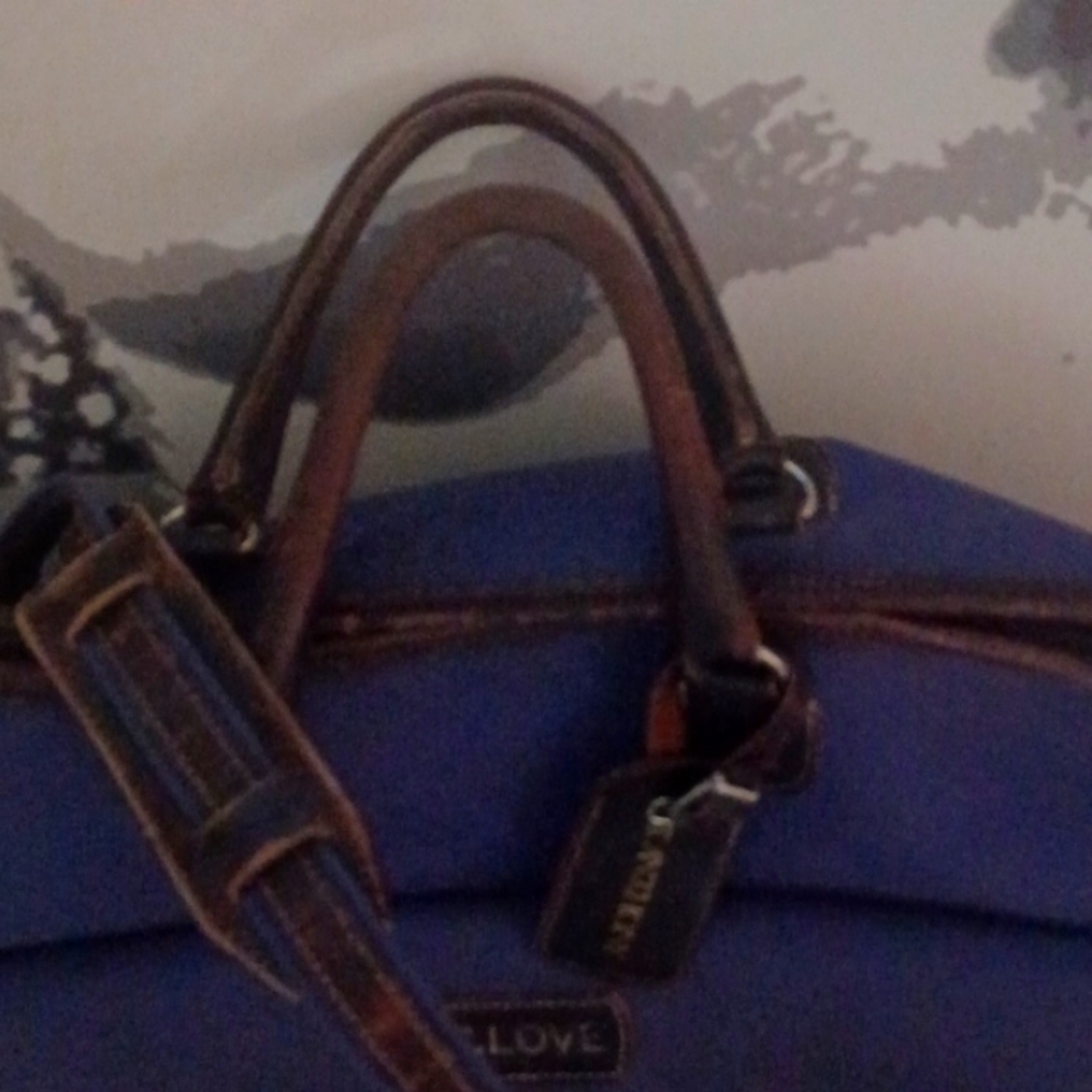 T Anthony Vintage Blueish Purple Canvas And Leather Travel Bag - Picture 4 of 12